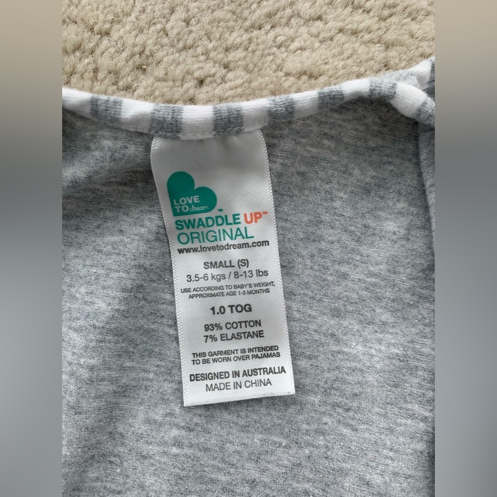 Love To Dream Gray Swaddle Up Size Small, 0-3 Months, 1.0 TOG - Picture 3 of 6